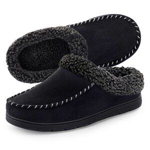 Men's Winter Moccasin Slippers Sherpa Lined Memory Foam Indoor Outdoor